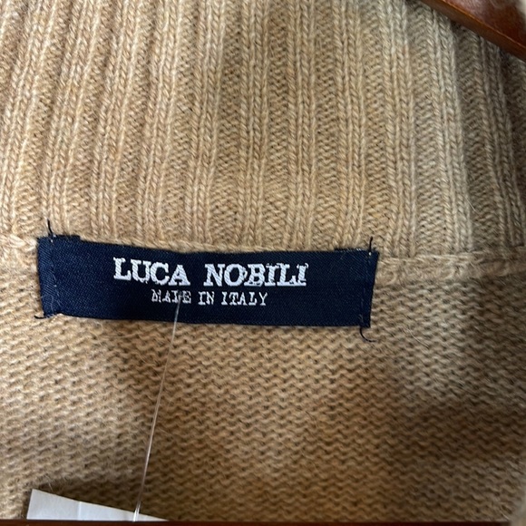 Luca Nobili Mens NWT Camel Tan Italian Wool Blend 1/4 Zip Sweater Long Sleeve L - Picture 7 of 11